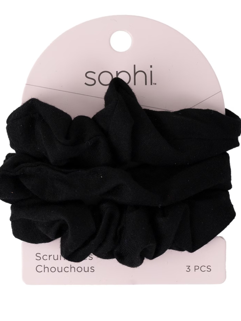 Sophi Women's 3 Piece Adult Athletic Black Hair Scrunchies NWT
